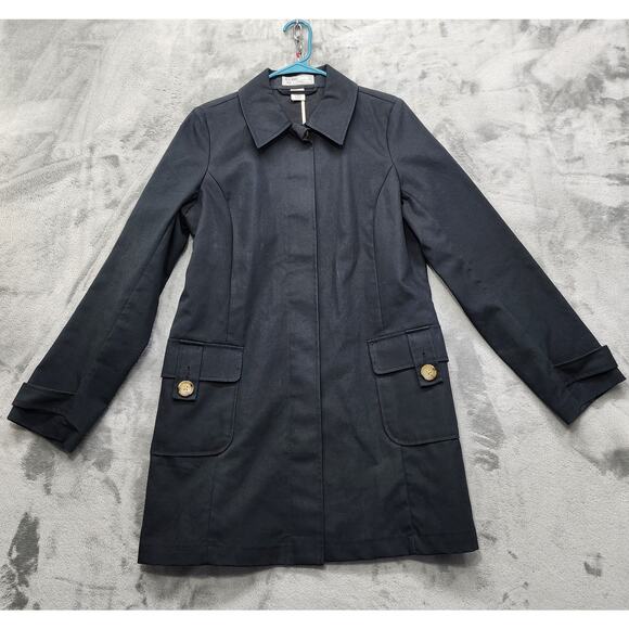 Old Navy Jackets & Blazers - Vintage Y2K Old Navy Jacket Womens M Black Button Front Trench Long-Line Classic
